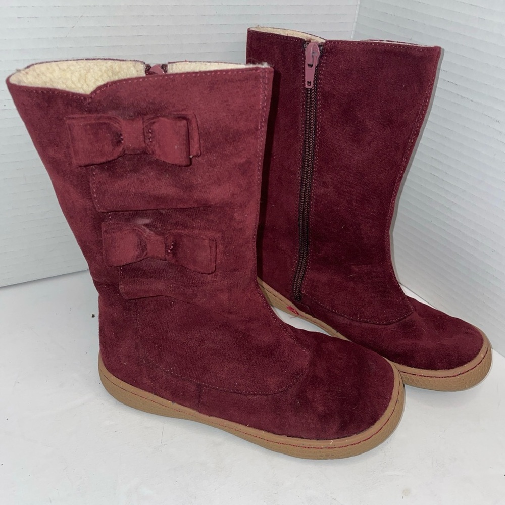 Livie and Luca Tiempo Girls Boots Size 1 Burgundy/Suede Boots